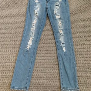 VIP Jeans Women's Distressed Skinny Blue Jeans